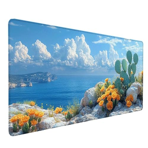 Tapis de souris XXL Cactus 800x300mm bleu pour bureau PC gamer
