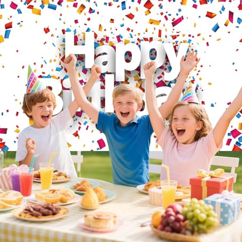 Image of 10x6.5ft Happy Birthday Backdrop Colorful Birthday Photo Photography Background for Kids Adults Birthday Party Banner Decorations Supplies Photo Studio Props