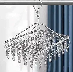 Varal Prendedor Roupa Bebe Calcinha Cueca Dobrável Inox 40 Prendedores (Prata)