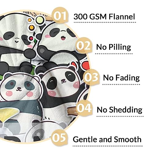 Personalized Panda Blanket Gifts with Name - 50"x60" Cute Throw Blanket for Kids, Adults - Black Soft Fuzzy Blankets for Bed, Couch & Living Room