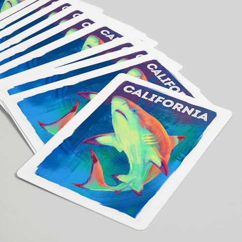 Lantern Press California, Vivid, Blacktip Shark, 52 naipes póker miniatura 5
