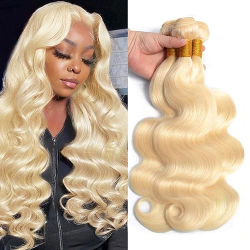 Image of 613 Bundles Human Hair 22 inch 24 inch 26 inch 300g 16A Blonde Bundles Human Hair Body Wave 100% Real Human Hair 3X Longer Lifespan 100% Unprocessed Brazilian Virgin Hair 613 Body Wave Human Hair Bundles