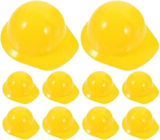 Abaodam Yellow Construction Hats 10Pcs Soft Plastic Mini Construction Party Hat for Doll Dress Up Play Supplies and Favors