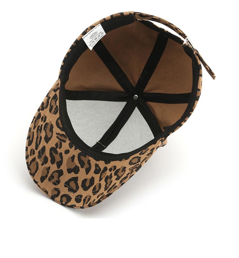 Image of Baseball Hat with Leopard Pattern for Women Adjustable Dad Hat Unconstructed Plain Cap Outdoor Peaked Cap