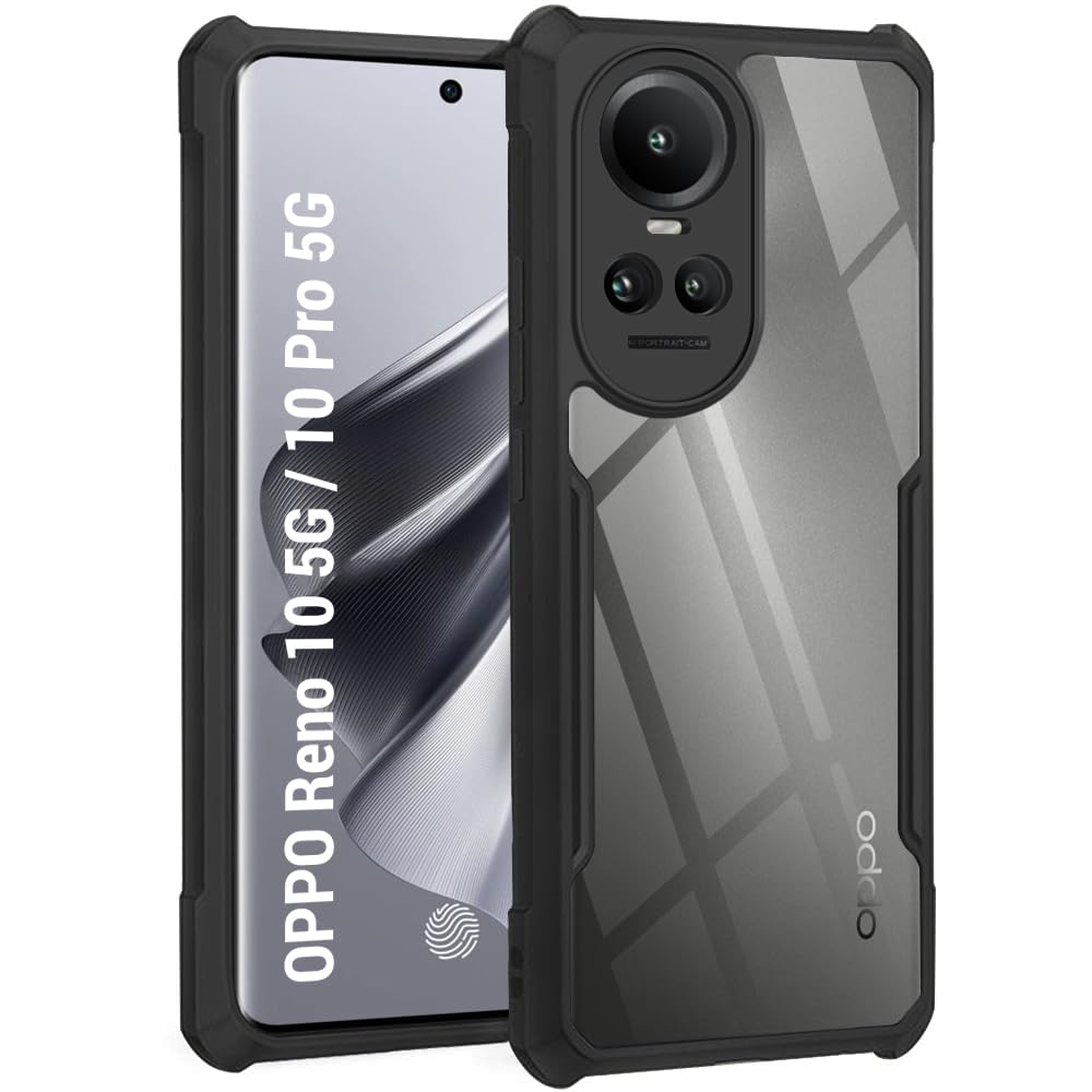 TheGiftKart Shockproof Crystal Clear Back Cover Case for Oppo Reno 10 / Reno 10 Pro 5G | 360 Degree Protection | Protective Design | Transparent Back Cover for Oppo Reno 10/10 Pro 5G (Black Bumper) (B0CBS69P39) Amazon Price History, Amazon Price Tracker
