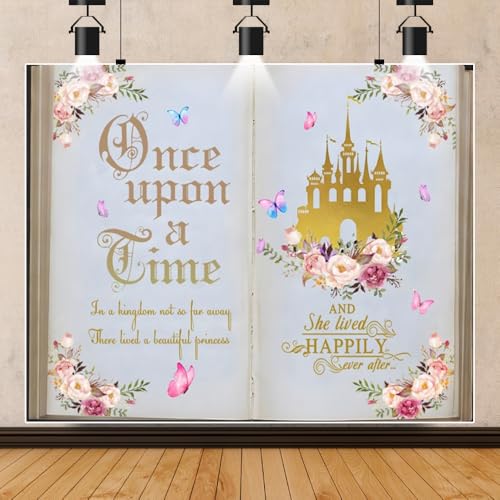 Meiguiman Once Upon a Time Backdrop 10x8ft Fairytale Book Princess