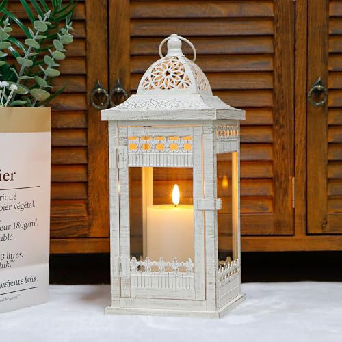 JHY DESIGN Decorative Candle Lanterns Vintage Style Hanging Candlesticks Metal Candleholder for Indoor Outdoor Events Parties and Weddings(Beige with Gold Brush) - Cosy Home Interiors JHY DESIGN Decorative Candle Lanterns Vintage Style Hanging Candlesticks Metal Candleholder for Indoor Outdoor Events Parties and Weddings(Beige with Gold Brush) - Image 6