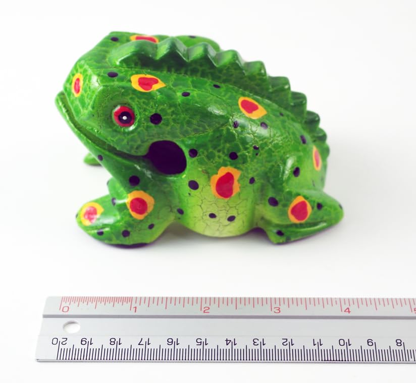 Frog guiro 4 inches wood block musical instrument Percussion Musical Instrument Perfect size Natural Wood Güiro Frog (Green) - Image 4