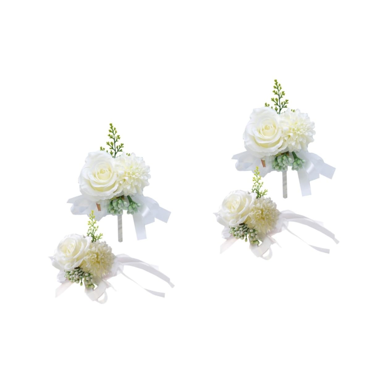 Amazon｜OUNONA 2個セット リアルなブライダル花婿のコサージュ 白い 