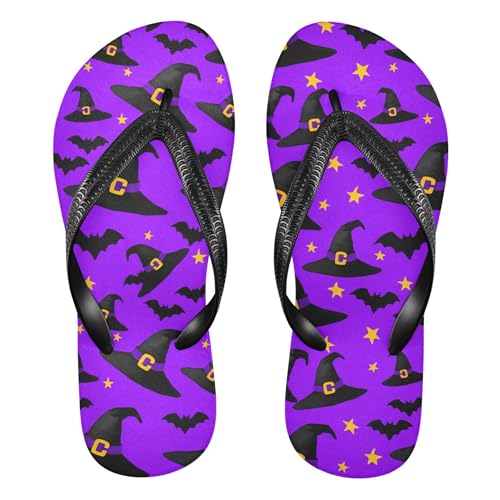 Burbuja Black Witch Hats Flip Flops for Women Men, Soft Thong Sandals Rubber Slippers for Pool Beach Essentials