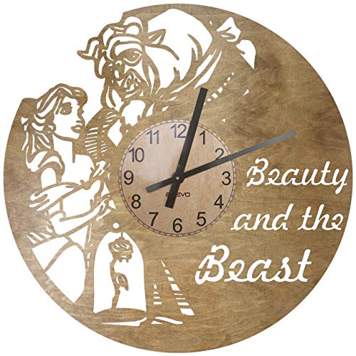 la Bella y la Bestia Reloj de Pared de Madera 50 cm Reloj de Madera 109 Colores para Elegir Reloj de...