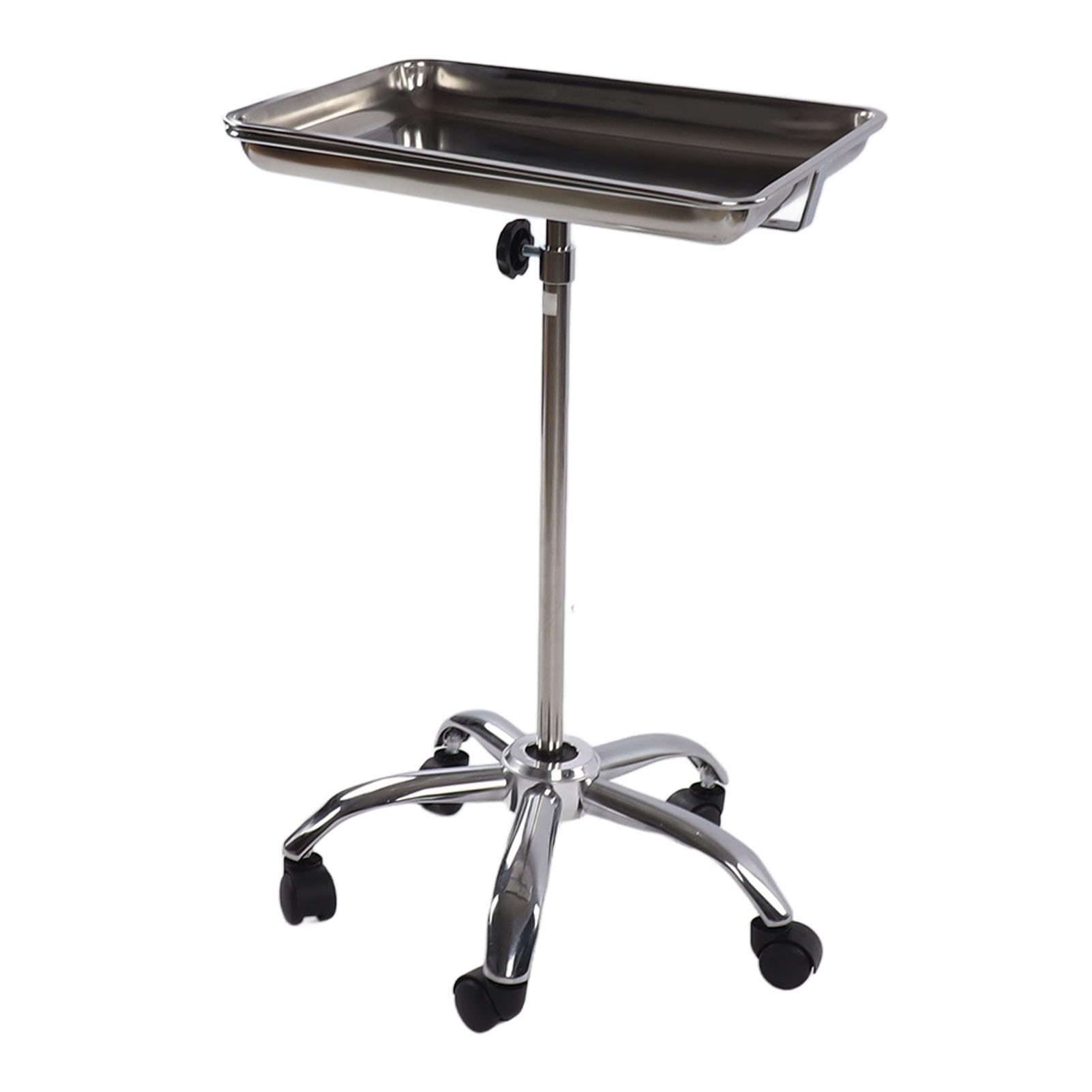 Plateau de Salon Relevable avec roulettes, Réglable en Métal en Acier Inoxydable, Mobile, pour Coiffeurs et Magasins Médicaux