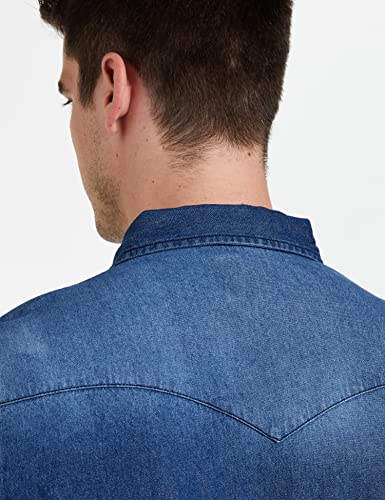 Image of Amazon Brand - INKAST Men's Solid Slim Shirt (INK-SH-103B Blue 3 4XL)