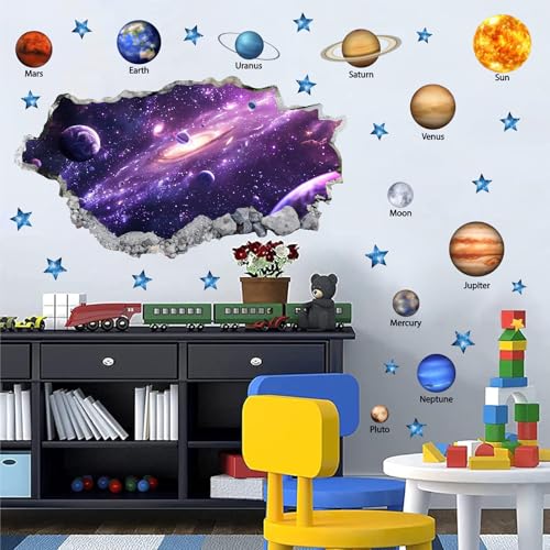 Vinilo Decorativo 3D Universo y Sistema Solar 35.4x15.7 in