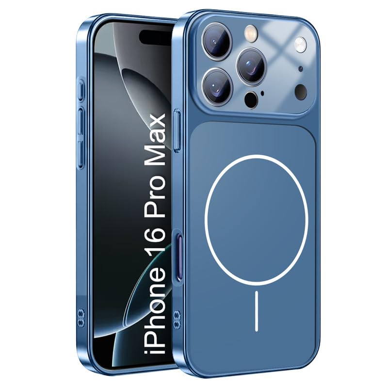 Image of LuxuryKase Converter Case for iPhone 16 Pro Max | Premium Protective MagSafe Cover | iPhone 17 Pro Series Style Design | in Built Camera Guard | Wireless Charging Compatible - Blue