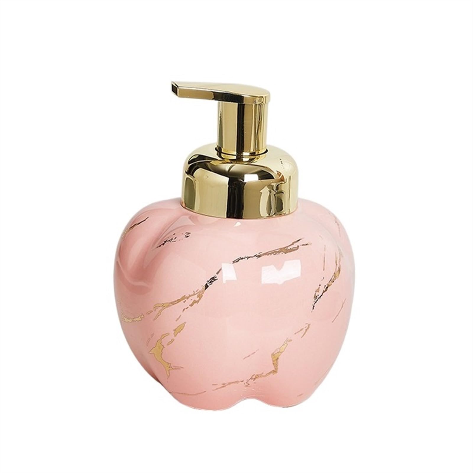 Cyairong-22 Pink Soap Dispenser 520Ml Bathroom Ceramics Soap Dispenser With Golden Pump And Exquisite Marble Patterns Modern Ceramic Dispensers Bottle(Pink)