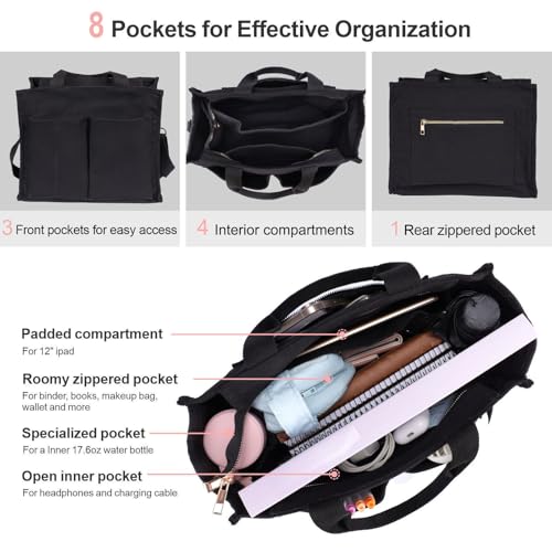 Image of F-color College Tote Bag for School - Large Nurse Bag Zipper Pockets