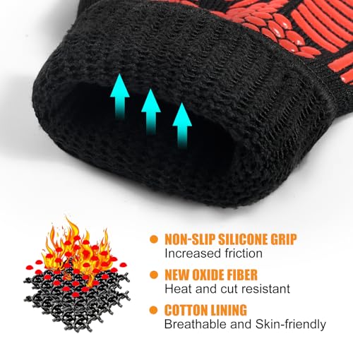 Image of BBQ Gloves, Oven Gloves, 1472F Extreme Heat Resistant Barbecue Gloves, Silicone Non-Slip Oven Mitts, Kitchen for Cooking, Grilling, and Baking