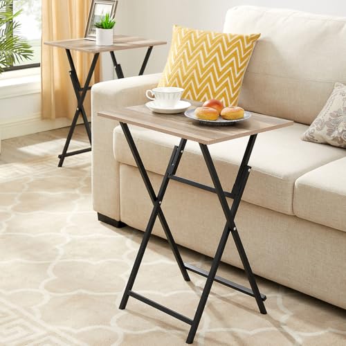 AVGVLIJ 2-Piece Folding TV Tray Tables, 2-pc Set TV Table, Multifunctional Rectangular Folding Solid Wood TV Tray, Portable Sofa Side Table for Small Spaces, Living Room