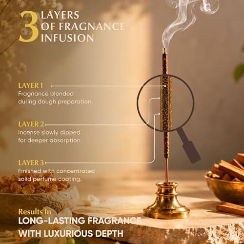 Image of Jasmine (Mogra) Handcrafted Incense-30 Premium Agarbatti Stick | 1 Hr Burning Time, 2+ Hr Retention | Long Lasting Floral Aroma, Low Smoke | Free Agarbatti Stand | Incense Sticks for Home