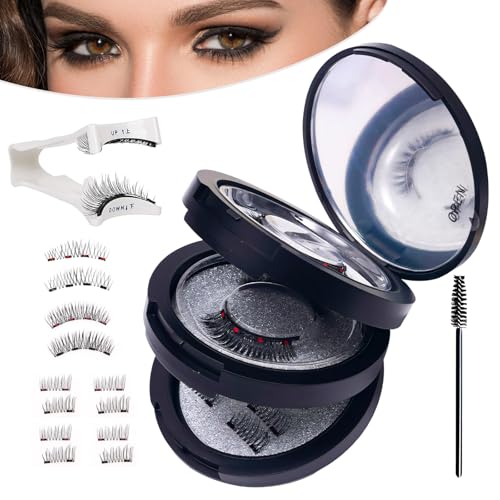 LgowithU Magnetische Wimpern, Natürlicher Look Wimpern Magnetisch, Wiederverwendbar Magnet Wimpern mit Applikator, kein Kleber, ohne Eyeliner für Make-up, Party, Date, Geschenk