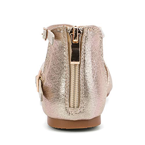 Nerteo NT181115GOLD36 Girl'S Pretty Glitter Ballet Flats Ankle Strap Dress Shoes Sandals (Toddler/Little Kid/Big Kid) Gold 4 M Us Big Kid thumb #2