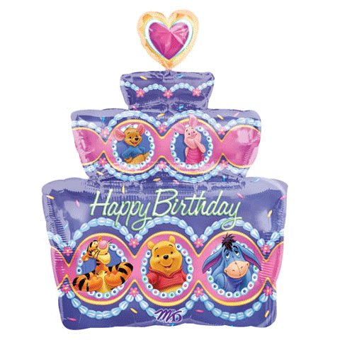 28" Pooh Birthday Cake Super Shape Balloon