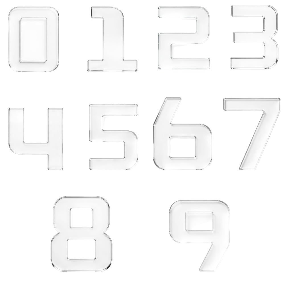 beinkmake 10Pcs Number 0-9 Acrylic Router Template for Woodworking, 5mm Thick Inlay Template Tracing Stencil Guide Tool for Creating Unique Inlays in Signs DIY Wood Craft