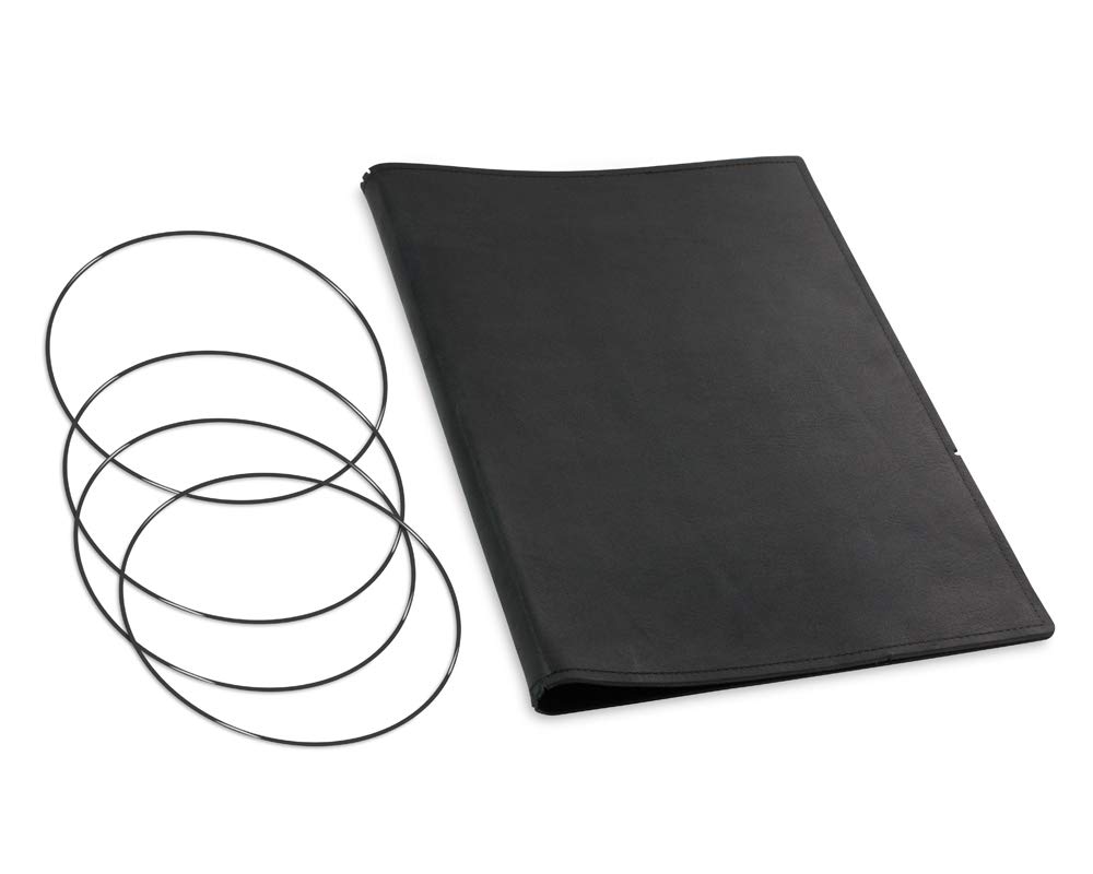A4+, revolutionäres, nachhaltiges X17-Konzept für Notizbuch, Personal Organizer und Terminplaner/Hülle für 3 Hefte! Belgisches Leder schwarz, Made in Germany, 17 Jahre Garantie*