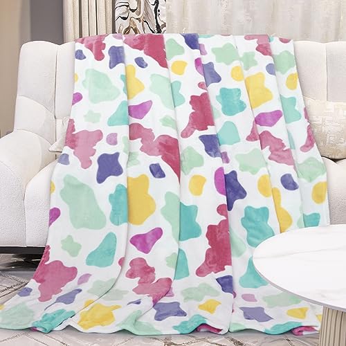 Image of GEULAY Rainbow Blanket for Girls Boys, 50 inchx60 inch | Soft Cozy Warm, Colorful Fleece Throw, For Bed Couch, Boho Home Room Decor, Easter Basket & Birthday Gift