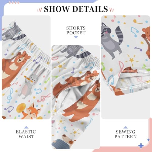 ZZXXB Bear Raccoon Music Note Boys Long Pants Soft Trousers Elastic Waist Kids Lounge Bottoms with Pockets S-XL4
