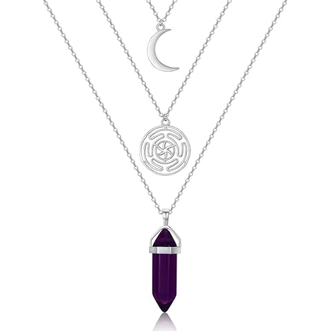 Hecate Necklace Moon Layered Necklaces for Women Trendy Sterling Silver Long Y Chai...