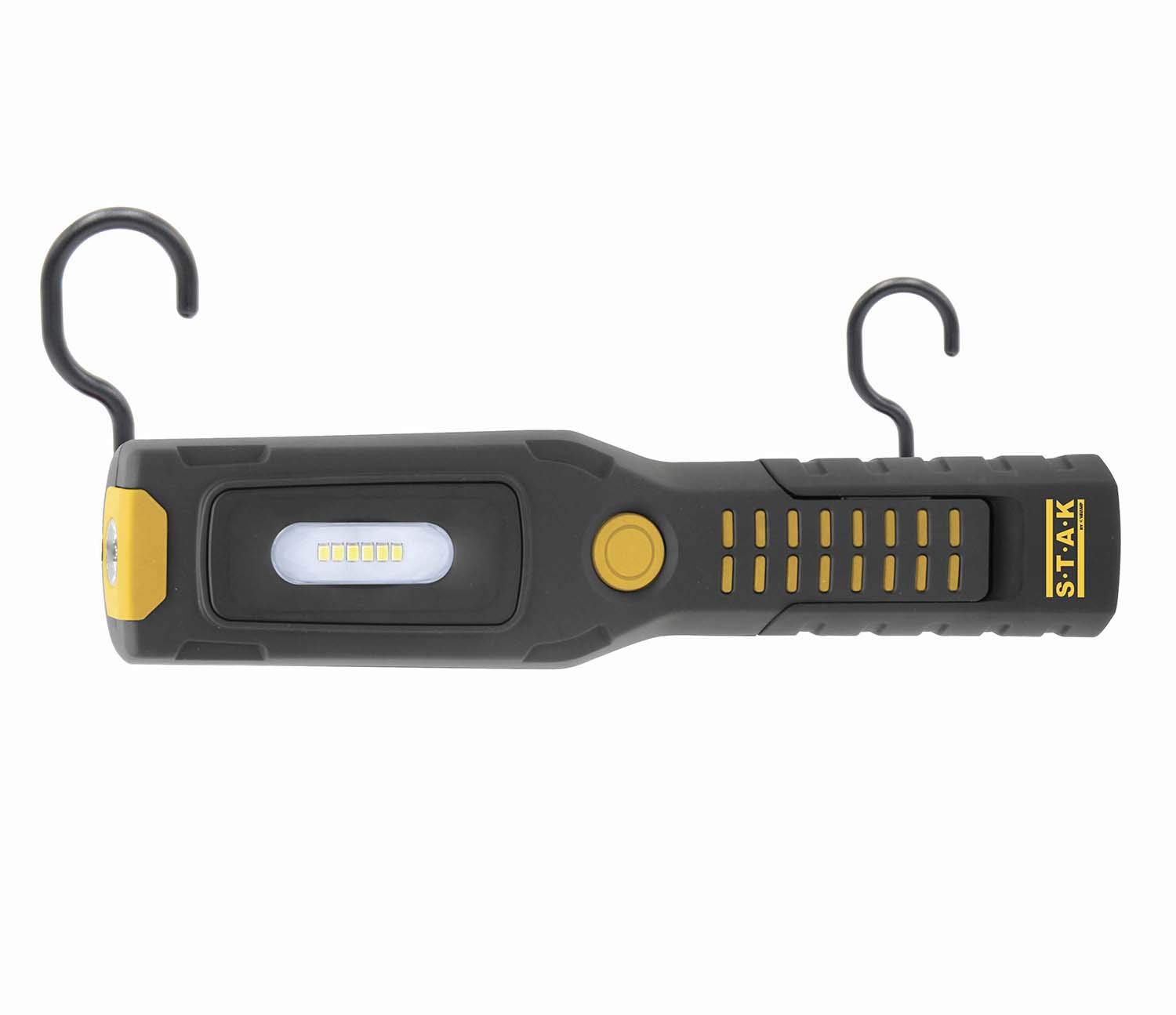 ALAMO: Worklight + torcia ricaricabile LED con ganci e calamita. Base orientabile.