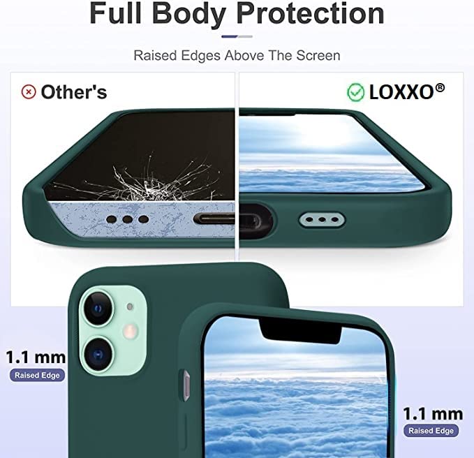 Image of VONZEE Microfiber Candy Case Compatible for iPhone 11 6.1 inch, Shockproof Slim Back Cover Liquid Silicone Case (Pine Green)