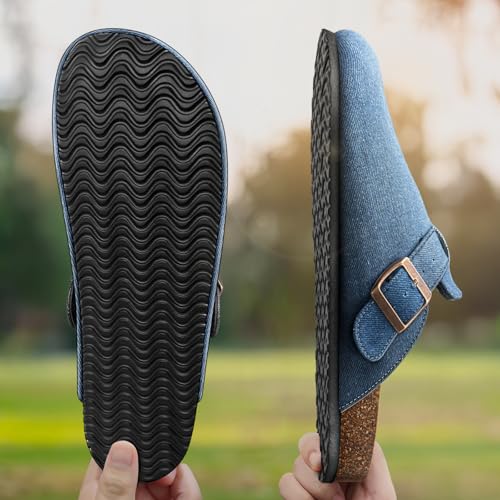 Image of BULLIANT Women Clogs-Fleece-Lined Suede Mules Slippers Nurse Shoes Unisex-Memory Foam Arch Support Cork-Footbed