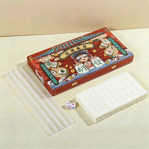 Set de Mahjong chino con caja decorativa y accesorios miniatura 2