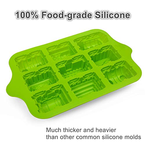 Keepingcoox 9 Cups Train Cupcake Liners For Kids, Non-Stick Silicone, Ice Cube Mold, Jelly, Candy, Perfect Mould For Cake Dessert Decorating, Extra Thick, Random Color #TOP2