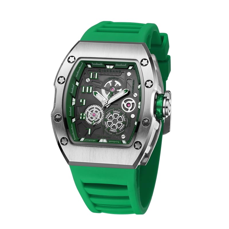 Image of Giordano Square Analog Casual Sporty Watch for Men - Mechanical-Inspired Design dial, Quartz Movement, Silicon Strap and Date Display Function - GZ-50150