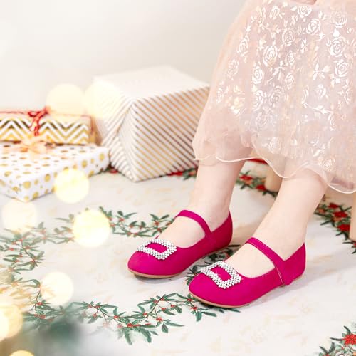 Image of PHIRAMIN Toddler Flower Girl Dress Shoes - Little Girl Mary Janes Flats Wedding