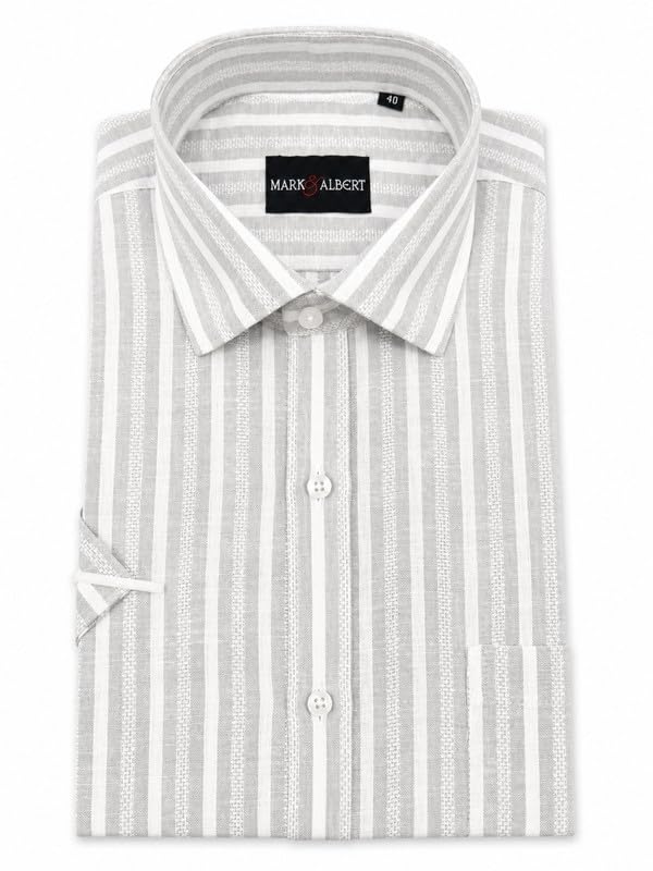 Image of MARK & ALBERT Half Sleeves Regular Fit Formal Shirt for Men Grey