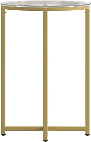 Miniatura 4 de Flash Furniture Greenwich Collection - Mesa auxiliar moderna de cristal transparente, marco de oro cepillado entrecruzado Oro