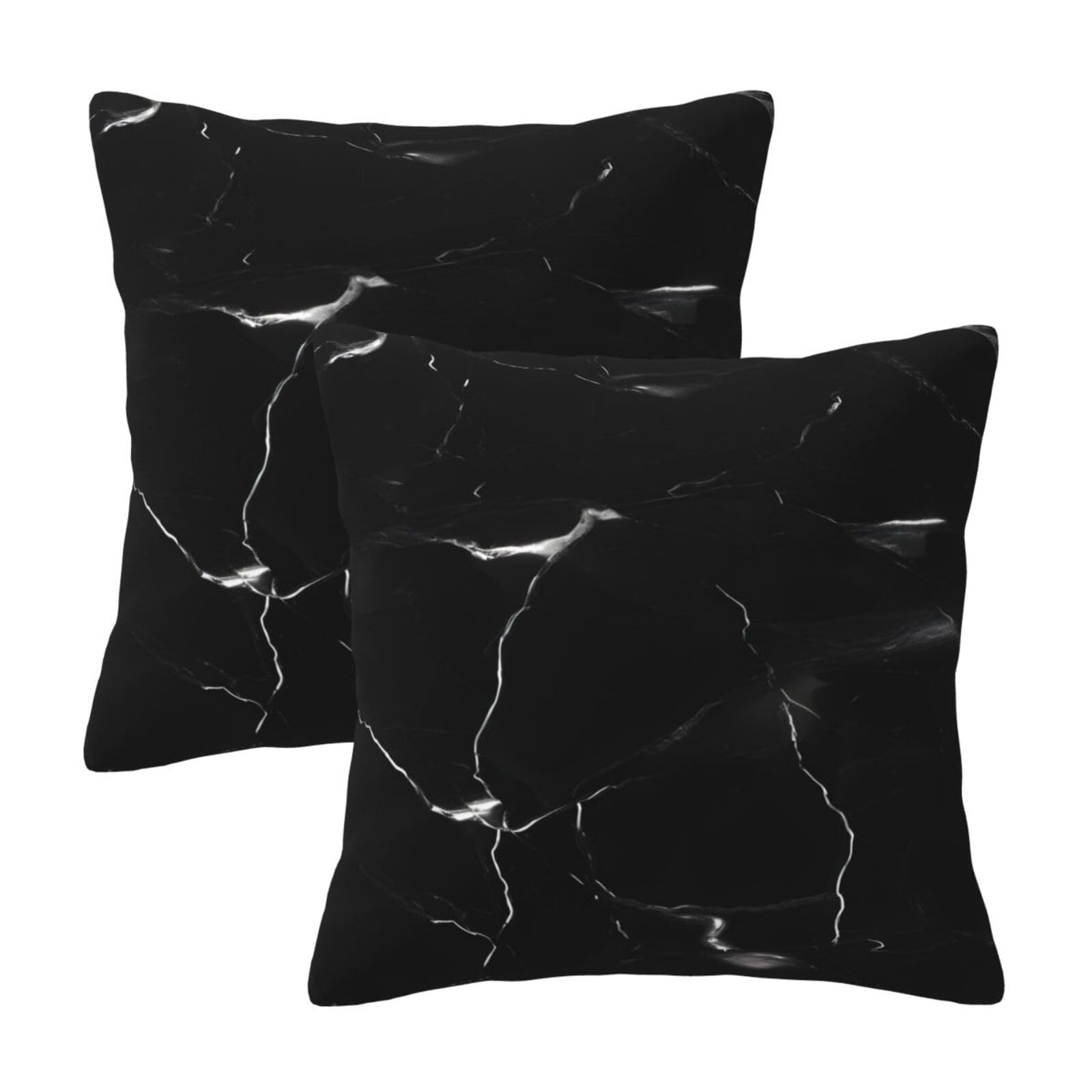 Black Marble Throw Pillow Covers Set, Square Throw Pillow for Couch, Bed, Sofa, Bench, Chair,18''X18''
