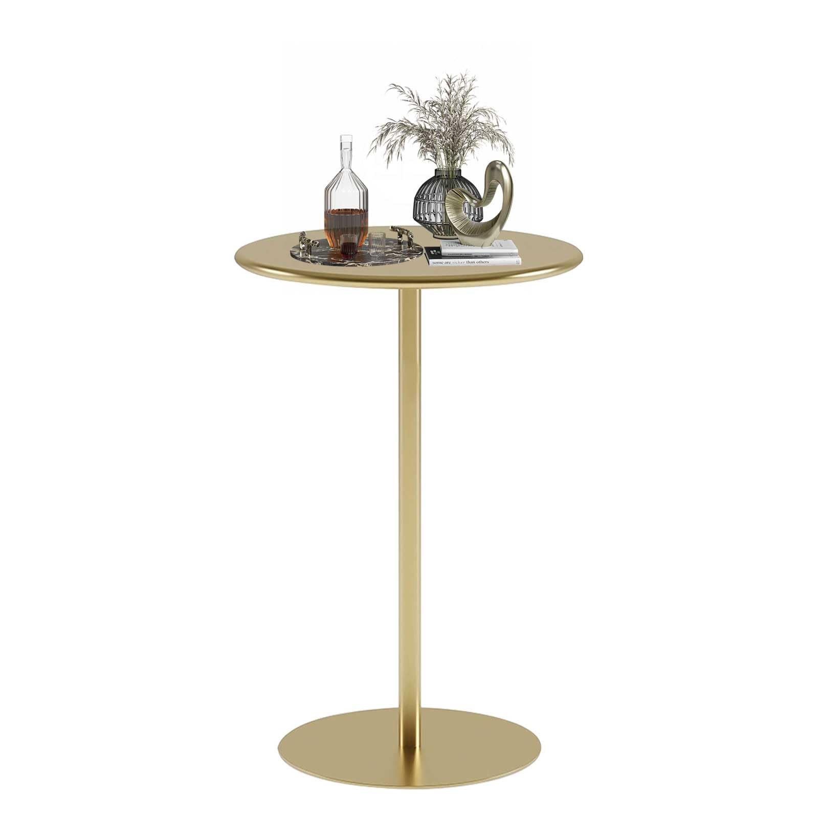 SXZenSpace Gold Round Bar Table with Metal Base Tall Bistro Pub Counter Height Circular Cocktail Dining for Kitchen Restaurant Living Room & Leisure Spaces
