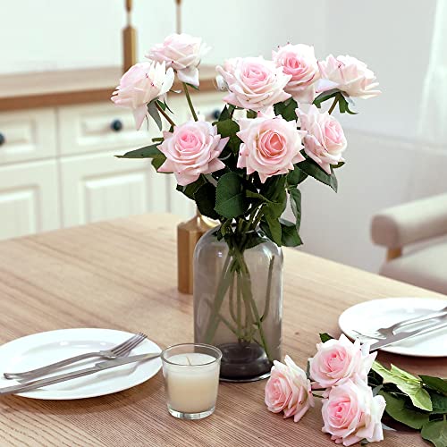 Angel Isabella, Llc Real Touch Rose - 1 Dozen(12 Stems) Life-Like Realistic Touch Artificial Flowers For Decor, Wedding, Crafts (Coral) #TOP6