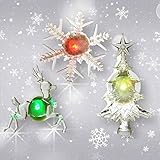 Holiday LED Window Decorations - Assorted Set of 3 - Reindeer, Christmas Tree, Snowflake - LED Color Changing Lights - Battery Operated Christmas Decorations- Night Light Window Cling