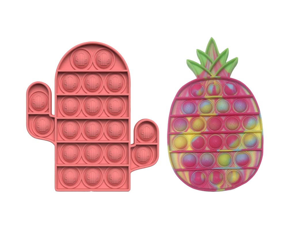 Qota Pack of 2 Pop Push Bubble Fidget Toys Stress Relief Hand Toys for Adults and Kids, Sensory Toys for Stress and Anxiety Relief of ADHD and Autism Stress (Pack J)