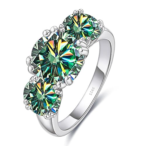 Bague fiançailles argent 925 et diamant bleu vert, le cadeau d'anniversaire idéal
