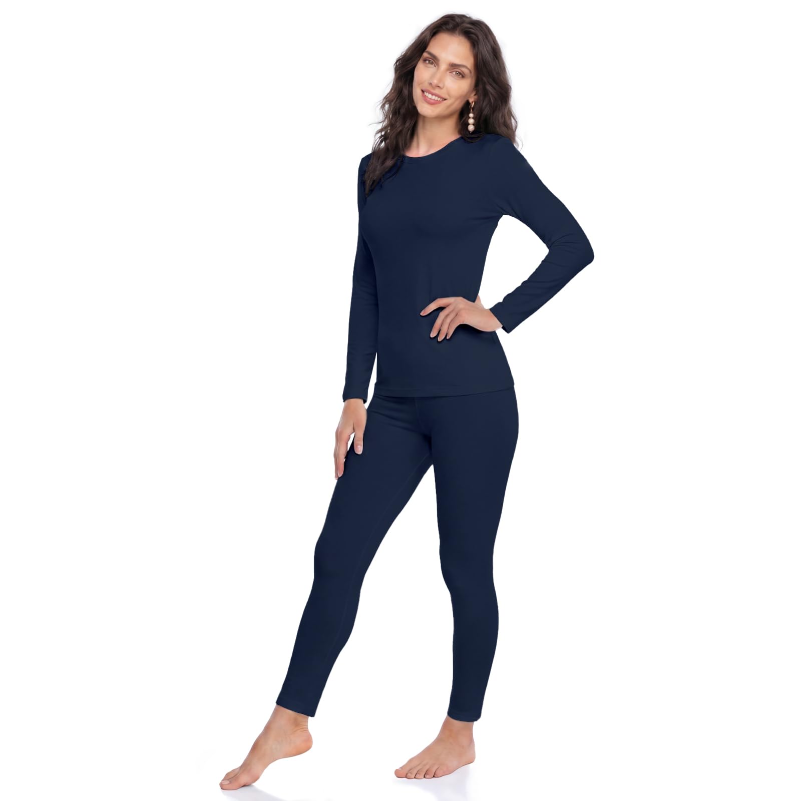 Thermal Underwear for Women Long Johns Women with Fleece Lined, Base Layer Women Cold Weather Top Bottom（Navy 3XL）-image-31