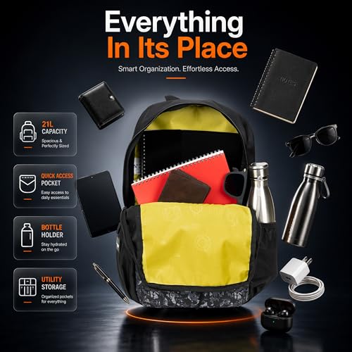 Image of Vega 21L Waterproof Backpack with 2 Compartments | Lightweight & Durable Office Bag for Men & Women | School Bag for Boys, Girls & Kids with Dual Bottle Compartment | 3 Years Warranty