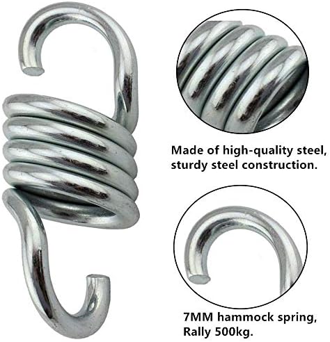 LONGAIXIN Hammock Spring Suspension Hooks Spring Garden Swing Basket Spring Hook Hanger Extension Spring for Garden Swing Hammock Hanging Chair Punch Bag Cocoon Ratten Egg Chair Accessories